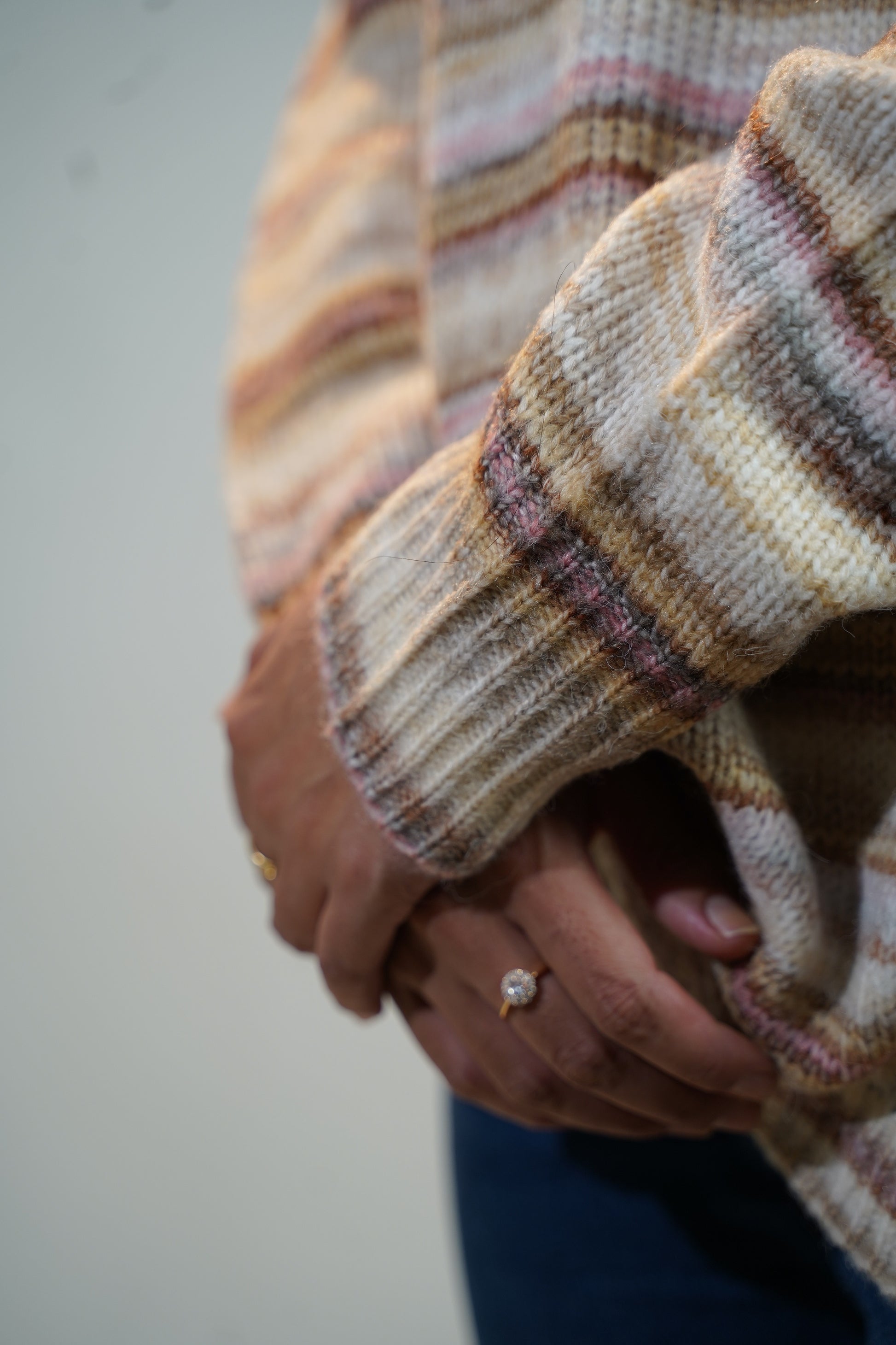 Multicolour Striped Baggy Sweater Brown