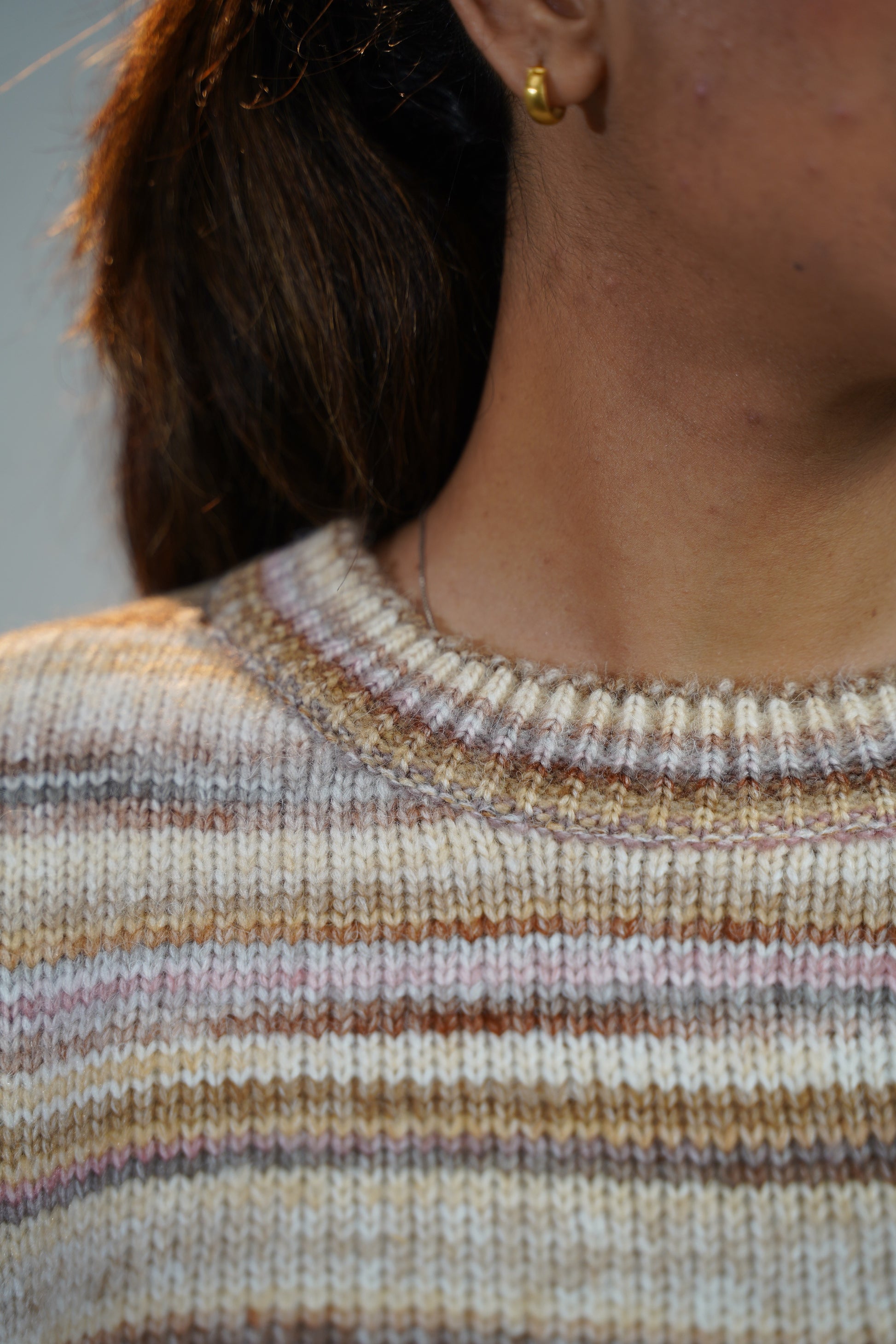 Multicolour Striped Baggy Sweater Brown