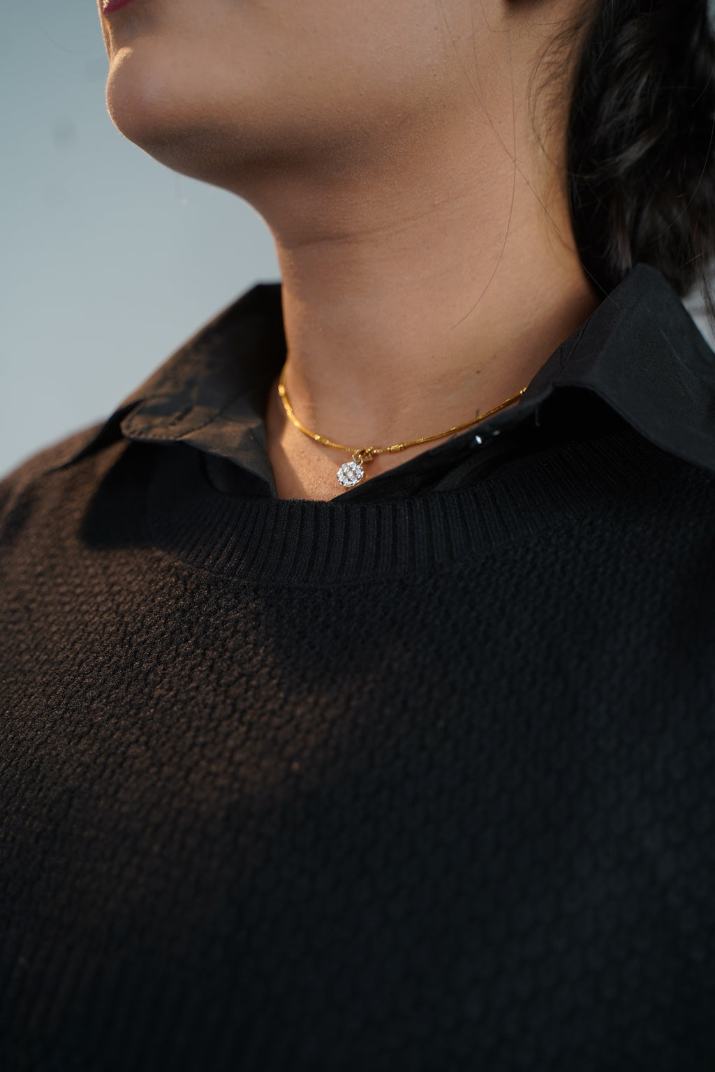 Shirt-Sweater Fusion Top Black