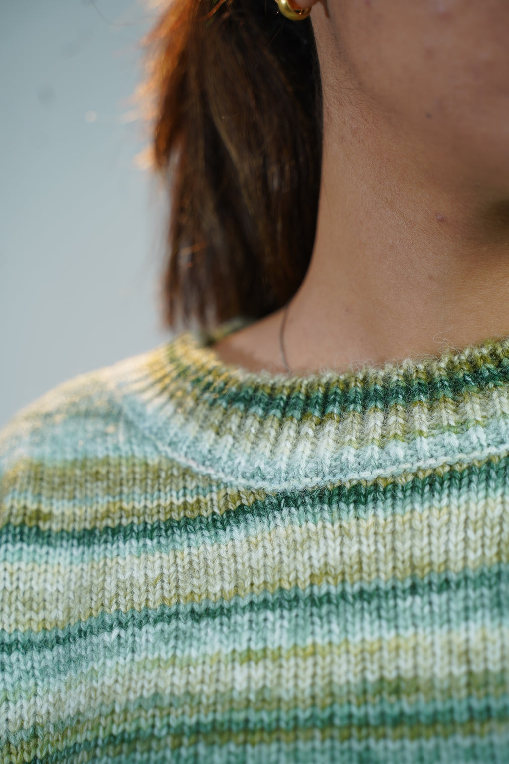 Multicolour Striped Baggy Sweater Green