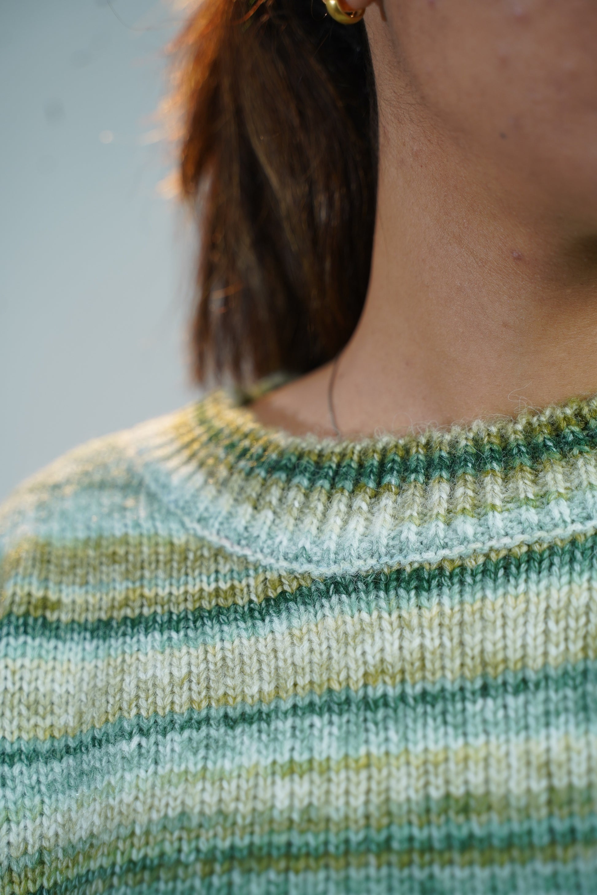 Multicolour Striped Baggy Sweater Green