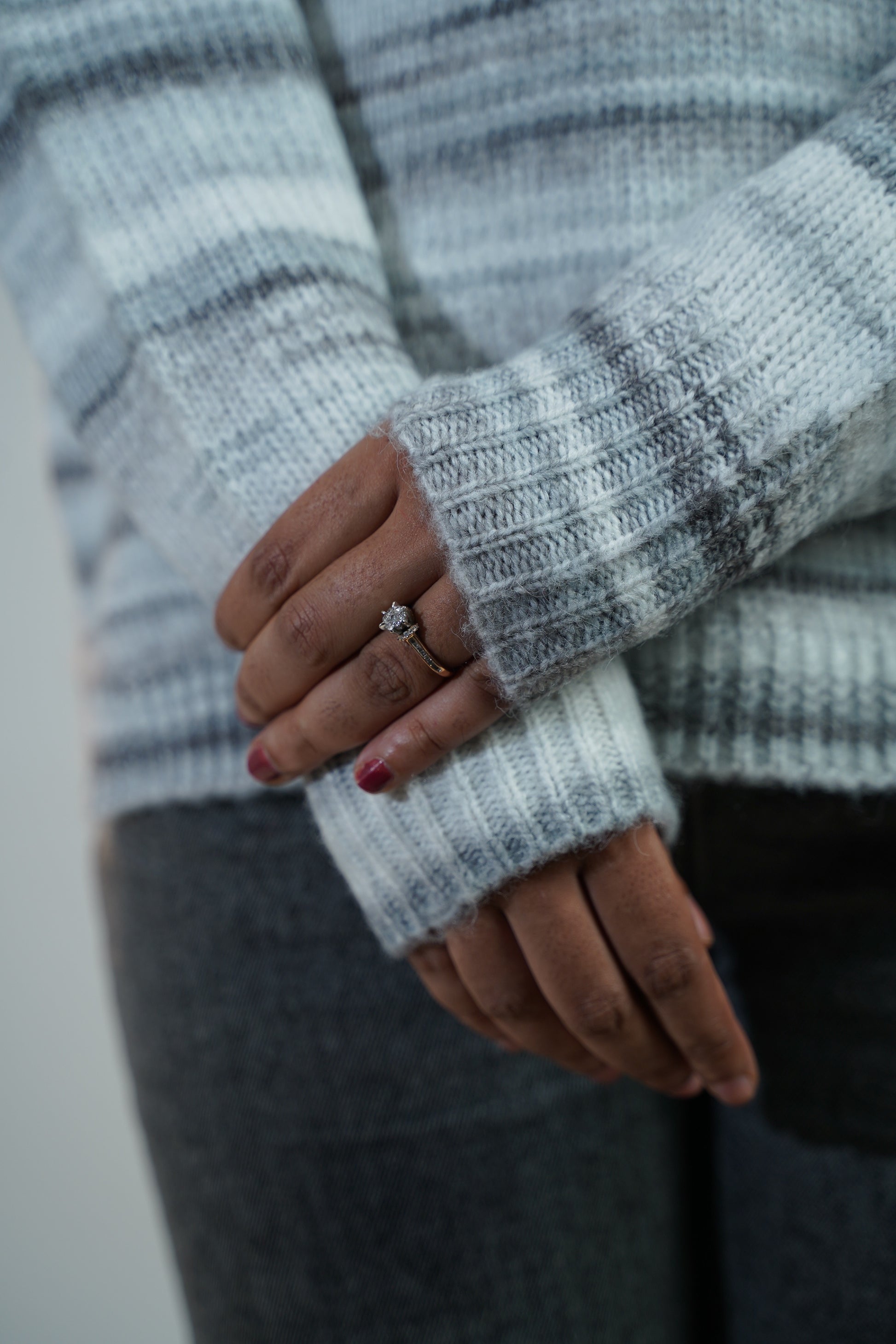 Multicolour Striped Baggy Sweater Grey