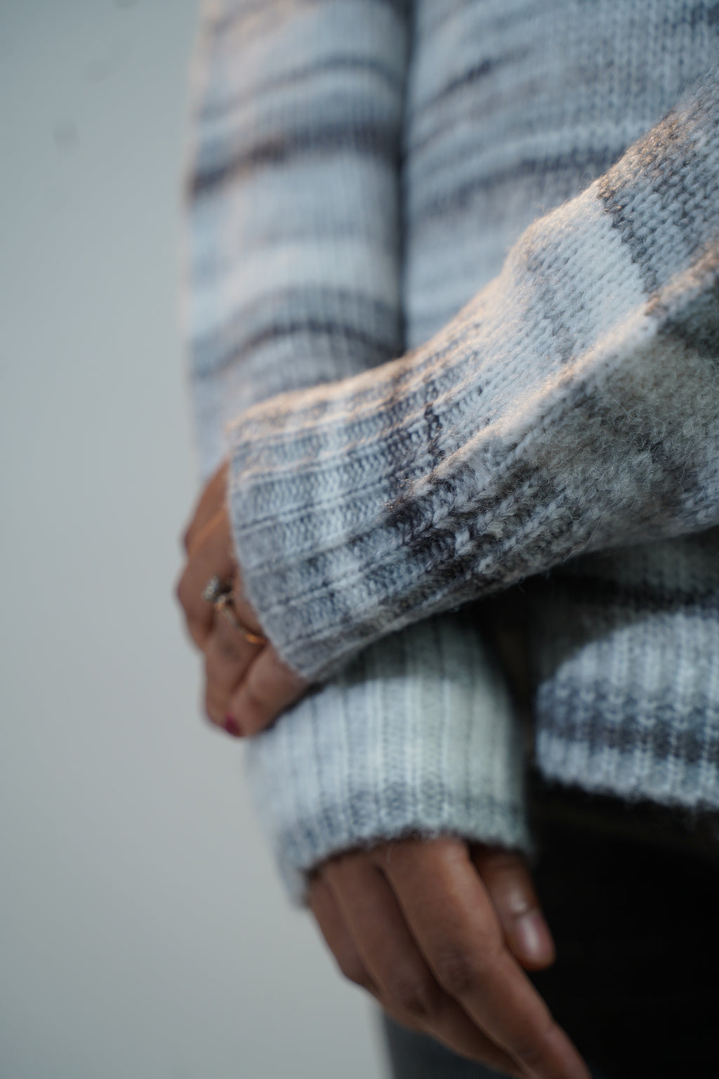 Multicolour Striped Baggy Sweater Grey