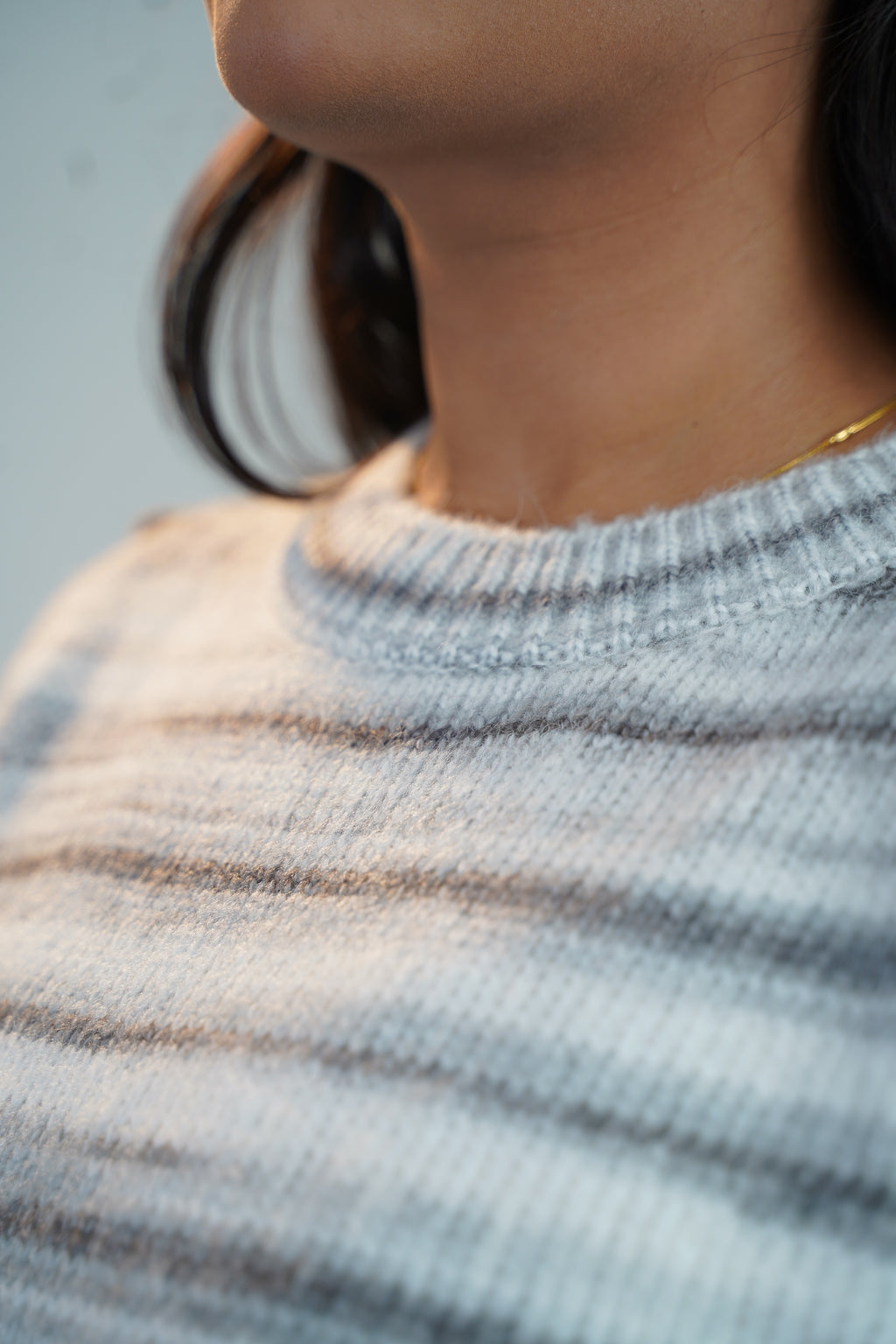 Multicolour Striped Baggy Sweater Grey