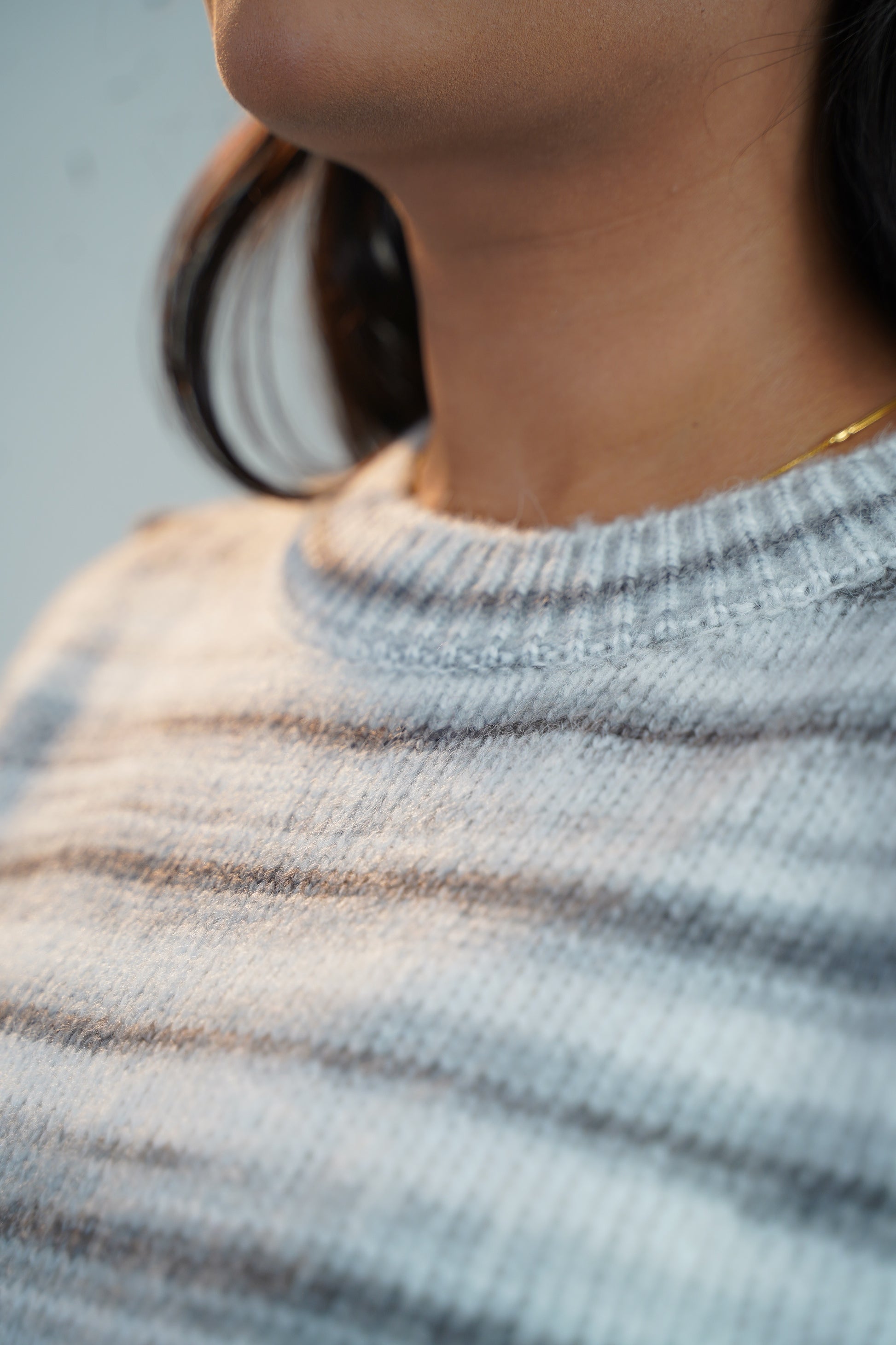 Multicolour Striped Baggy Sweater Grey