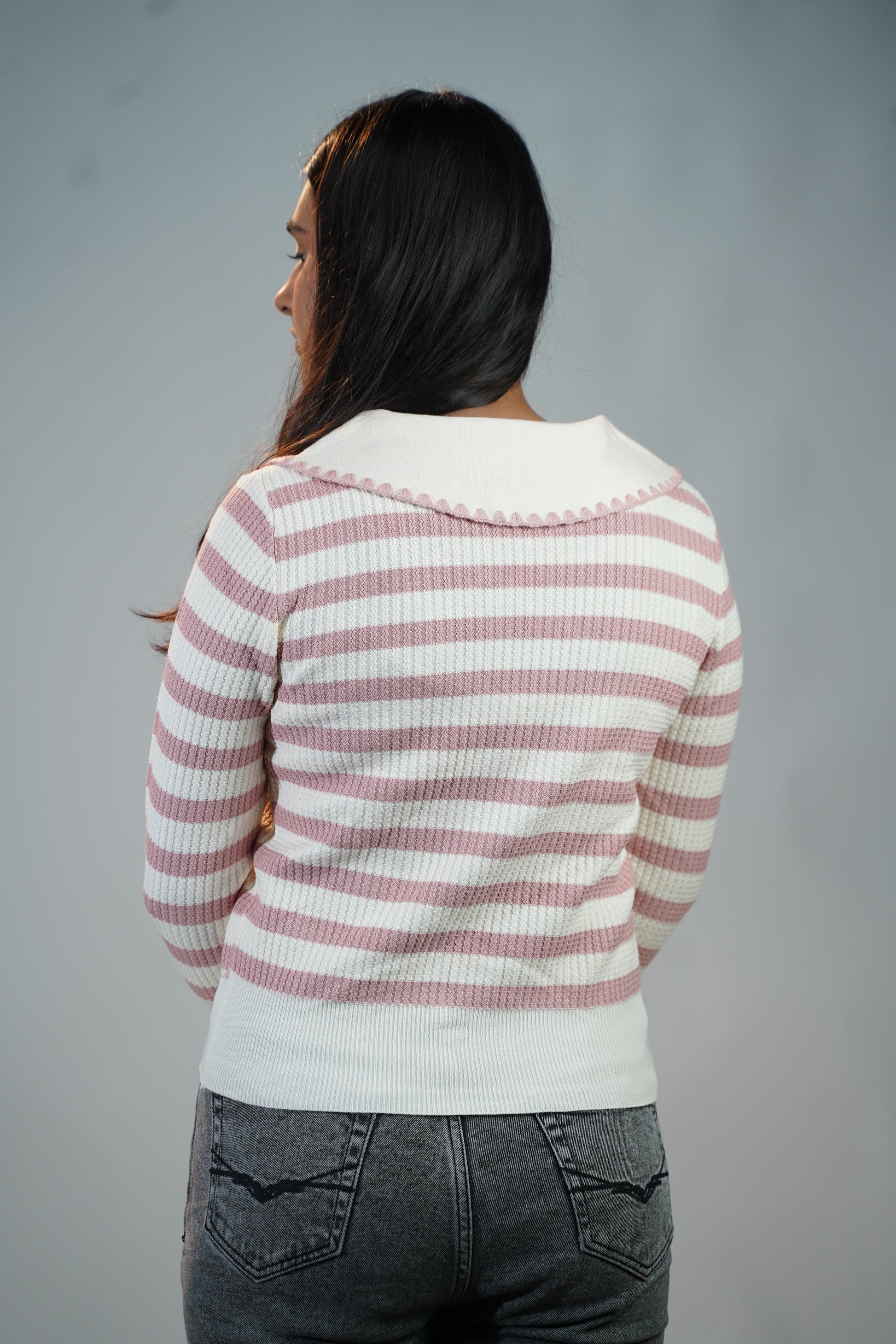 Korean-Style Two-Tone Top Pink