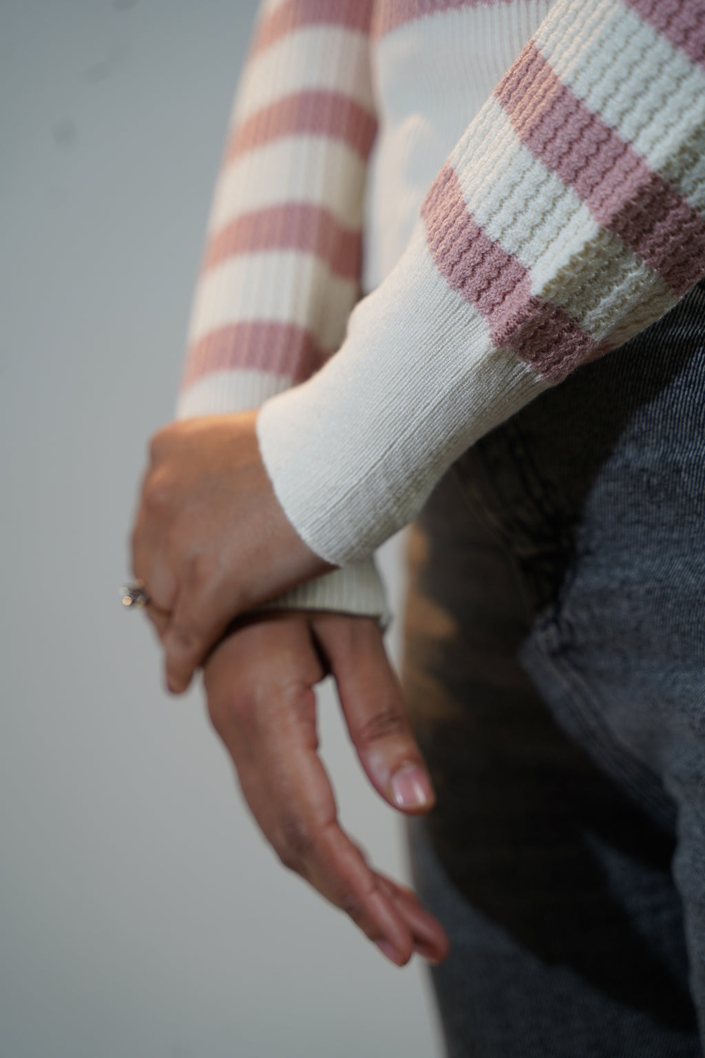 Korean-Style Two-Tone Top Pink