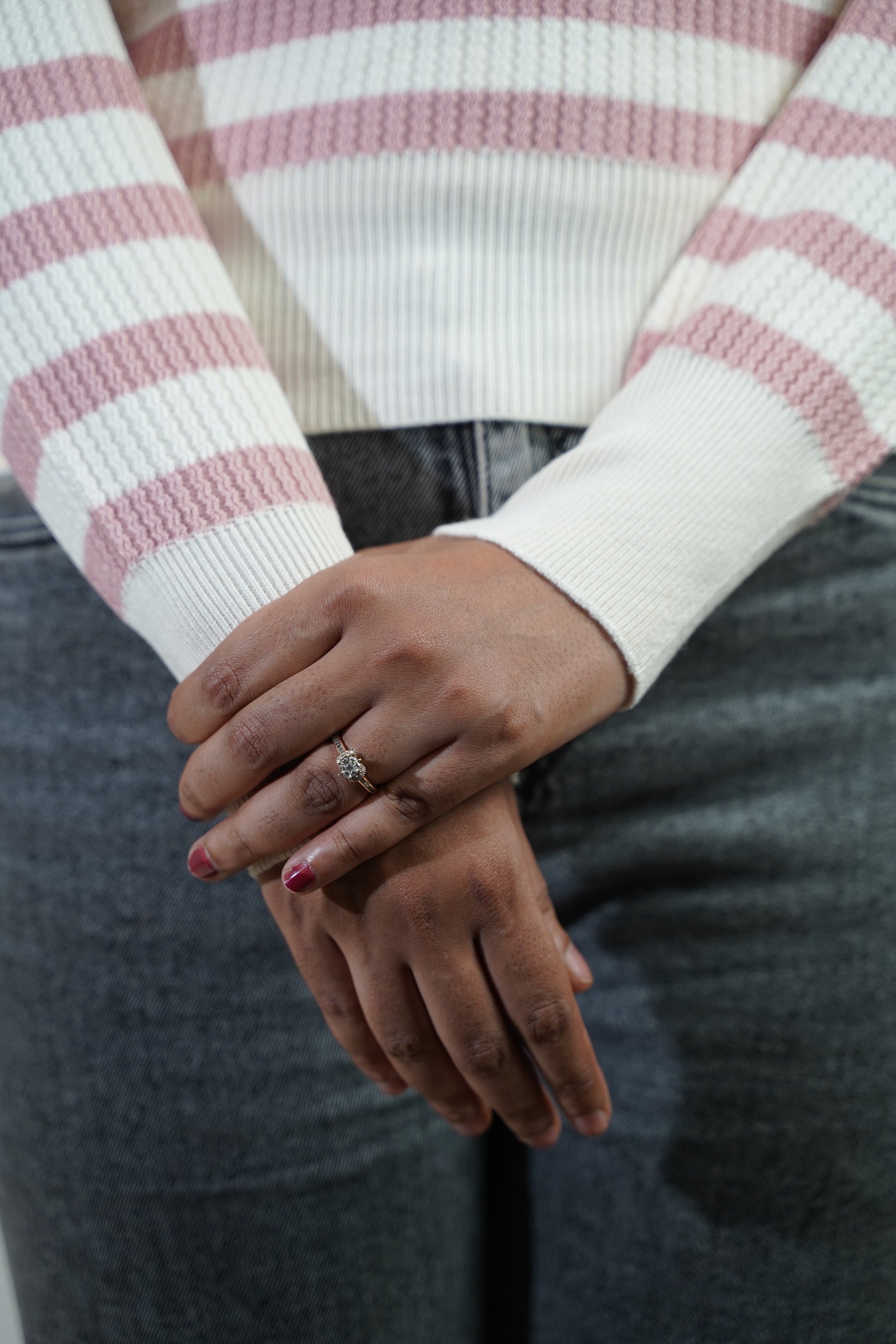 Korean-Style Two-Tone Top Pink