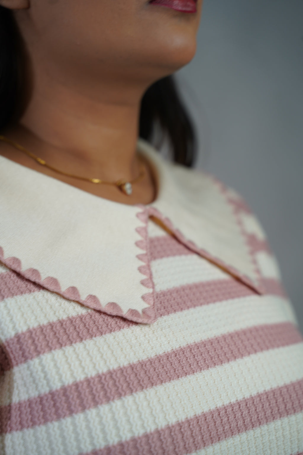 Korean-Style Two-Tone Top Pink