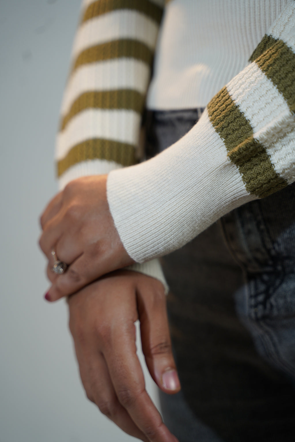 Korean-Style Two-Tone Top Green