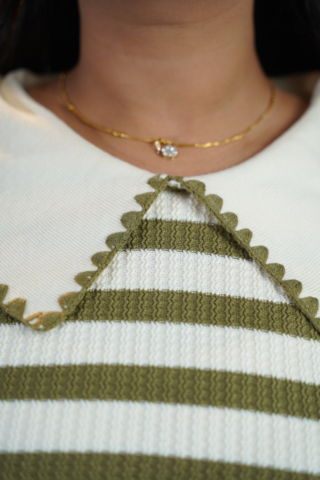 Korean-Style Two-Tone Top Green