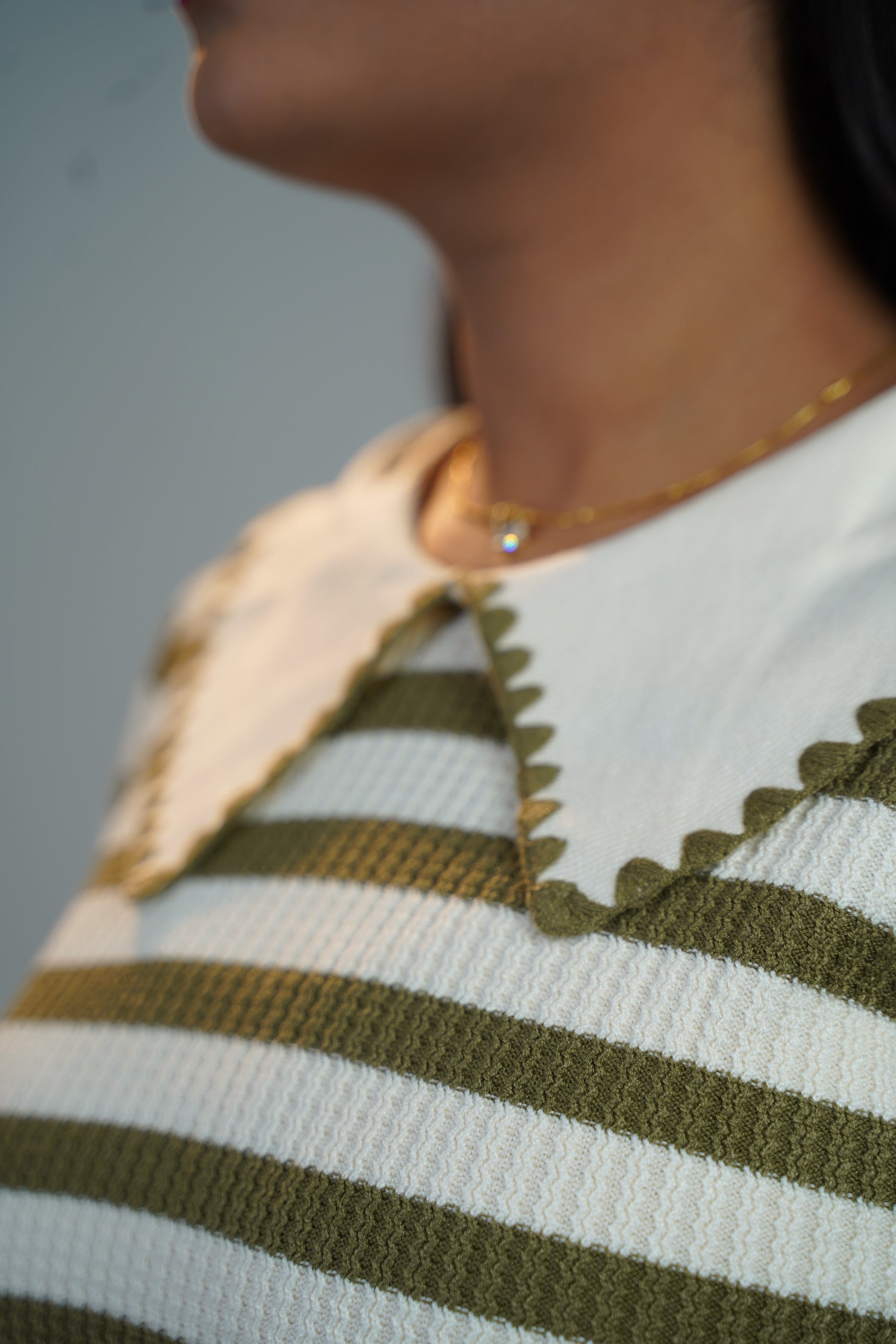 Korean-Style Two-Tone Top Green