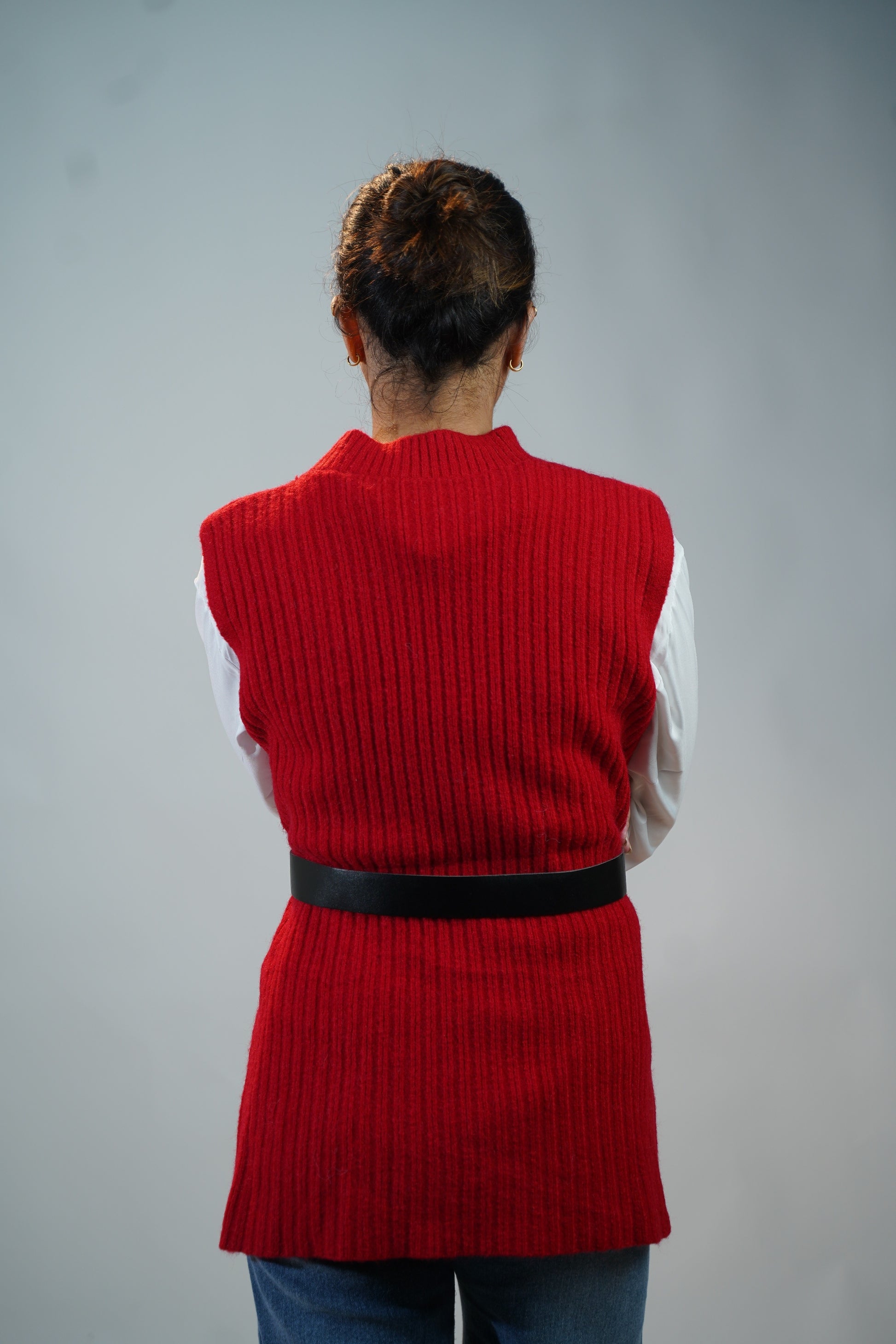 Two-Piece Sweater & Shirt Set Red