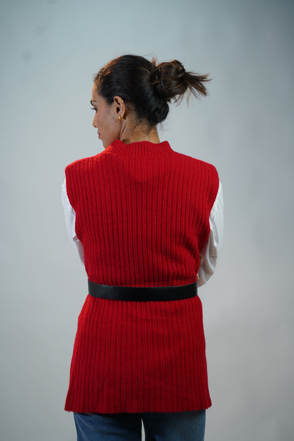 Two-Piece Sweater & Shirt Set Red