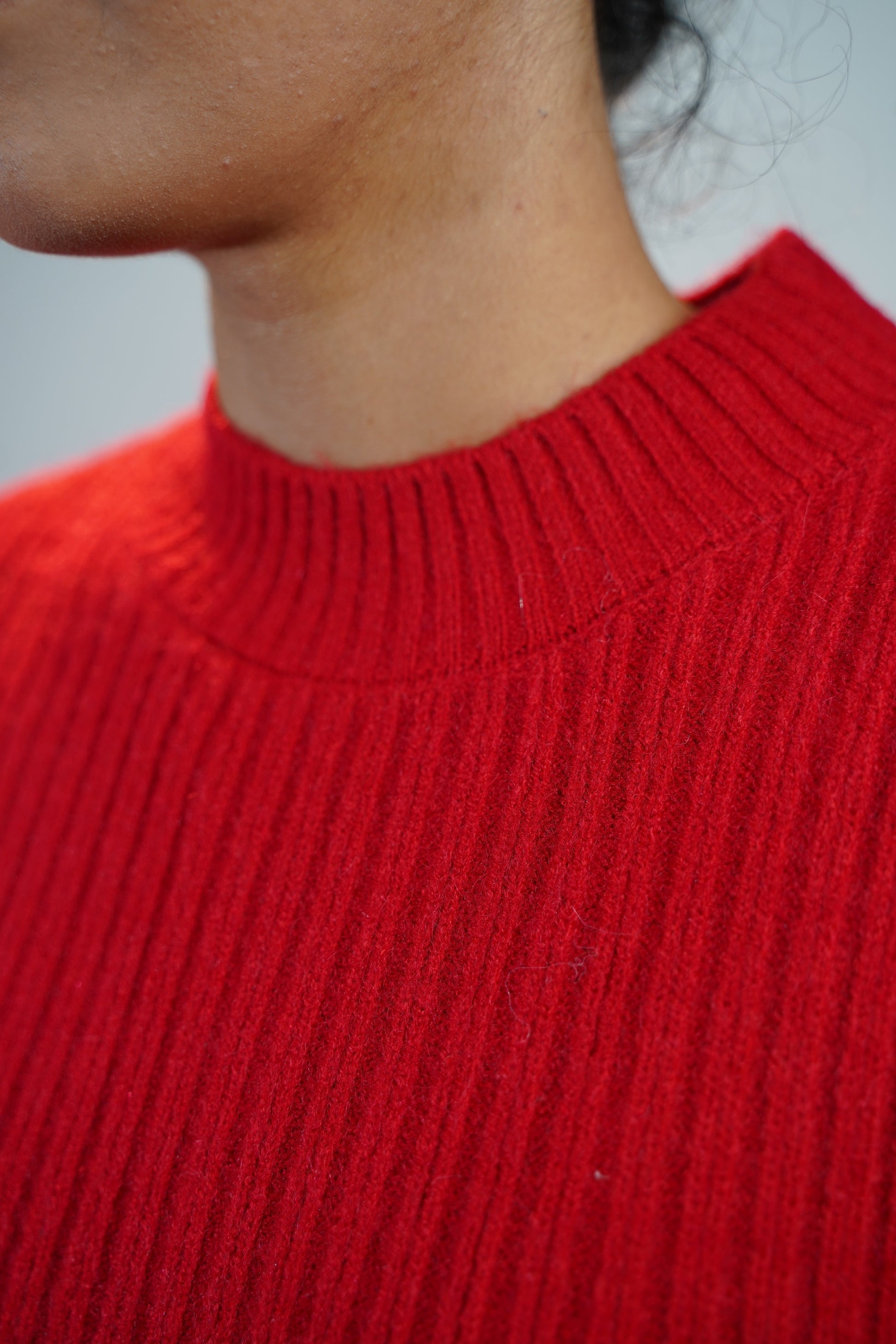 Two-Piece Sweater & Shirt Set Red