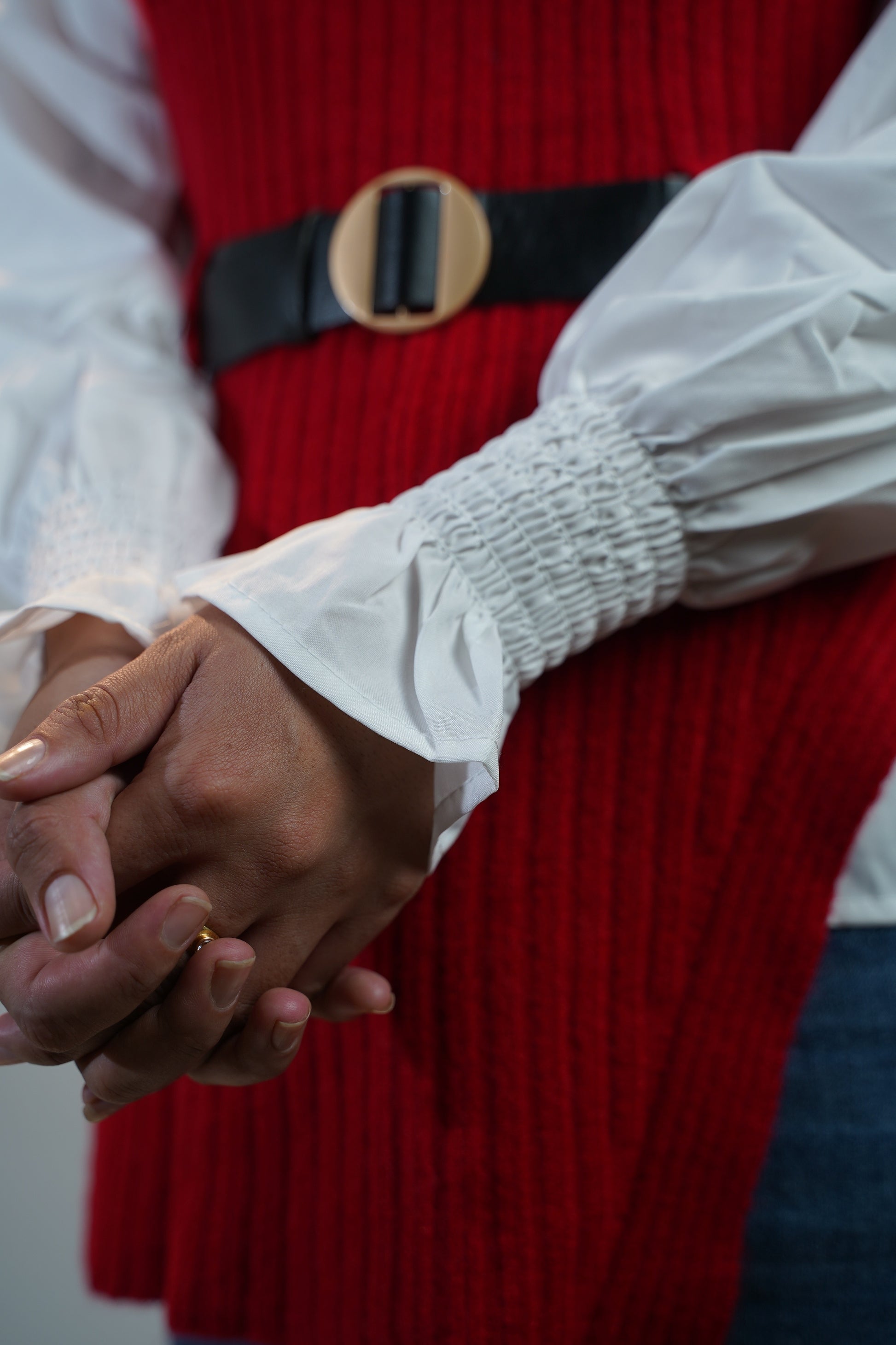 Two-Piece Sweater & Shirt Set Red