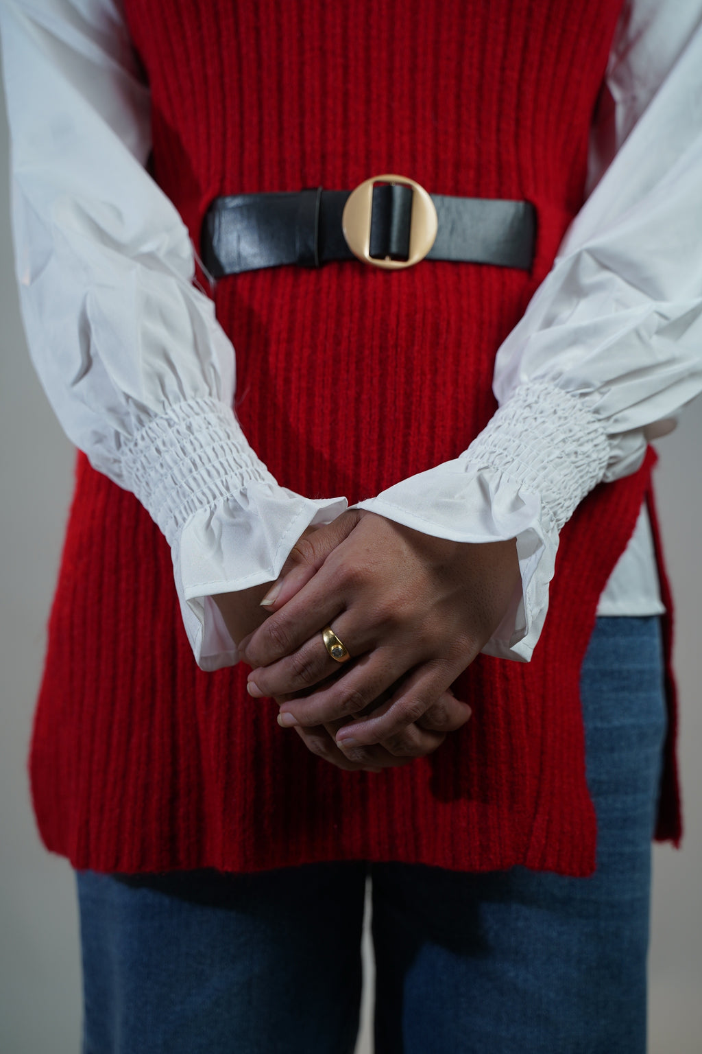 Two-Piece Sweater & Shirt Set Red