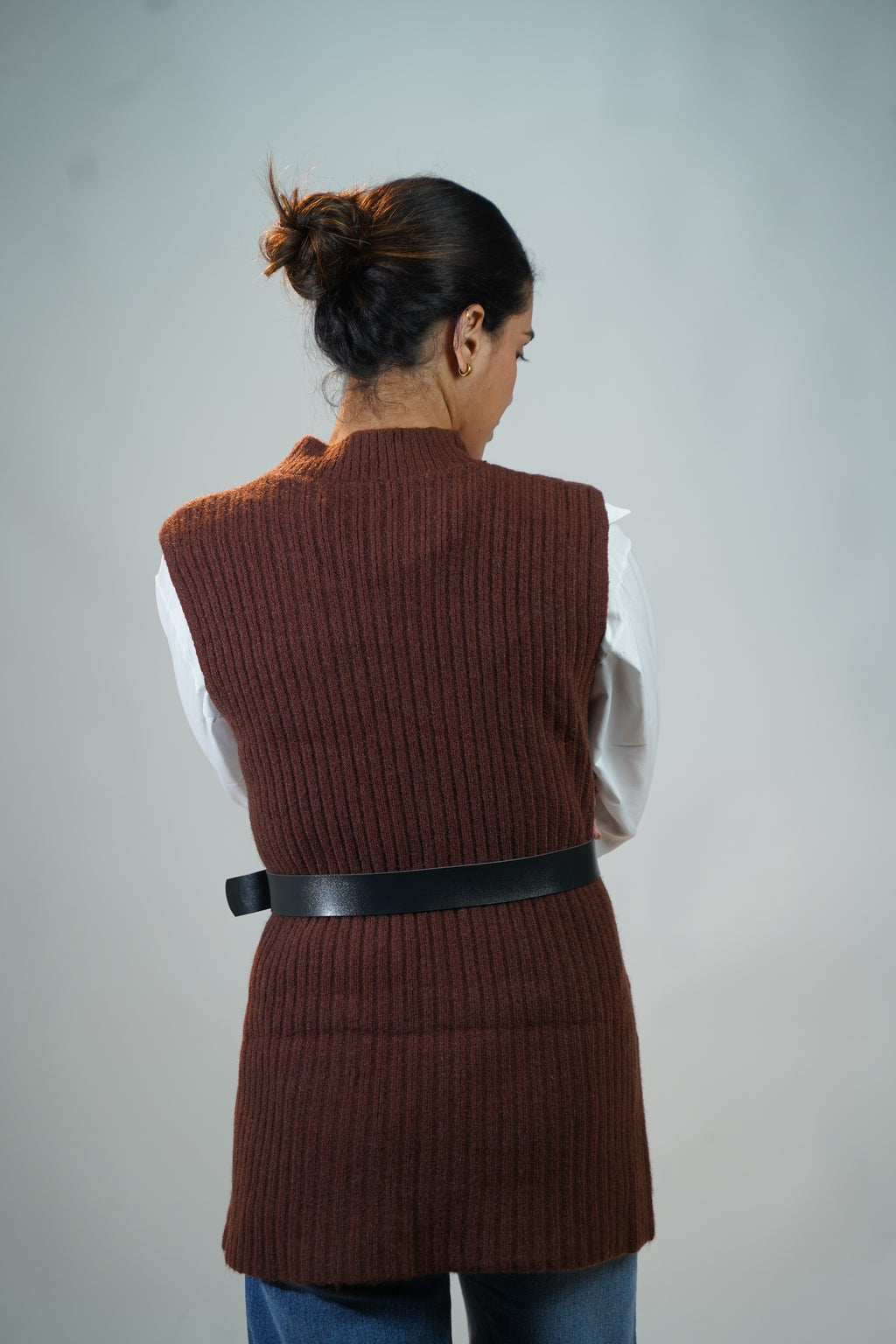 Two-Piece Sweater & Shirt Set Brown