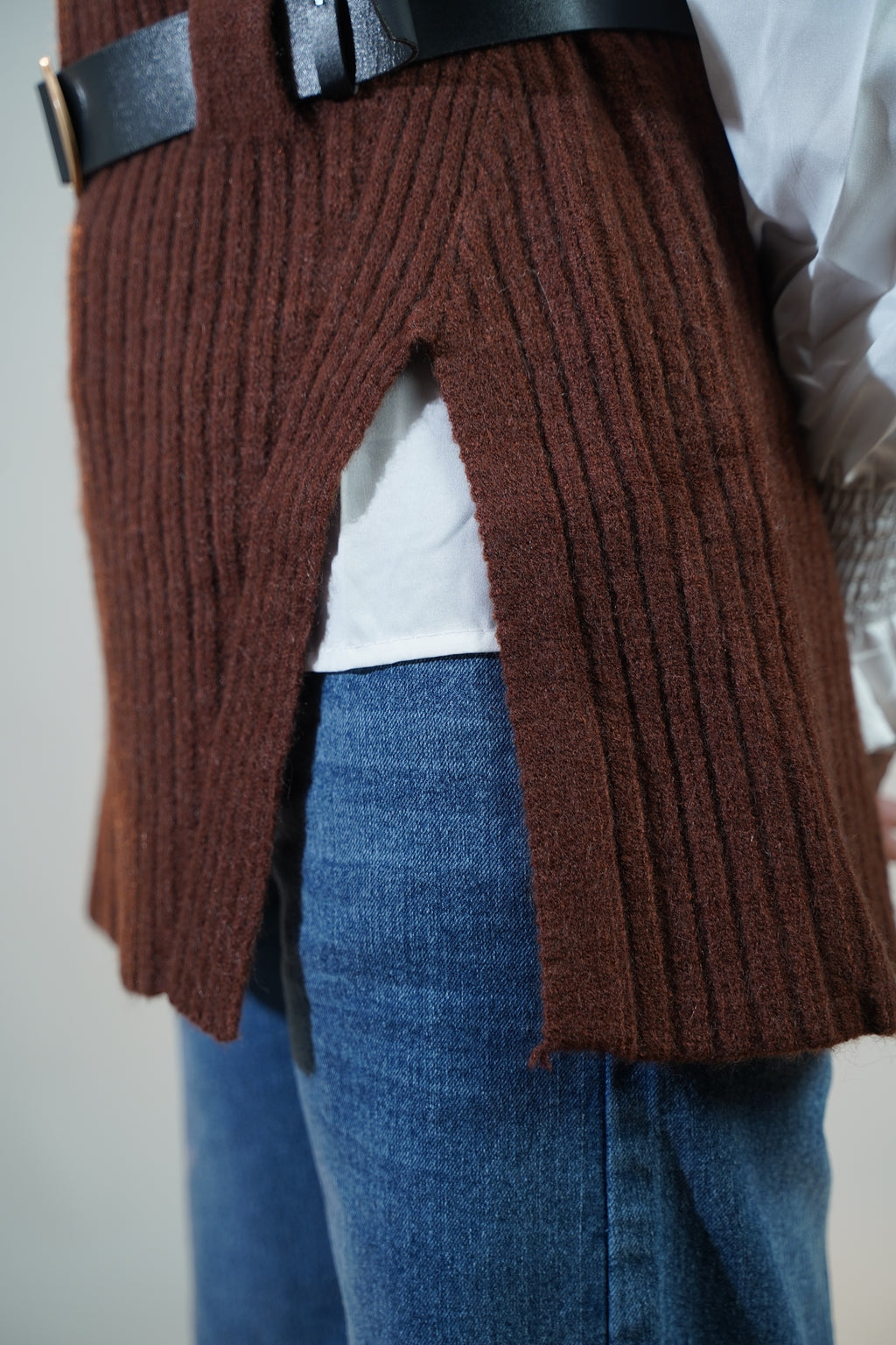 Two-Piece Sweater & Shirt Set Brown