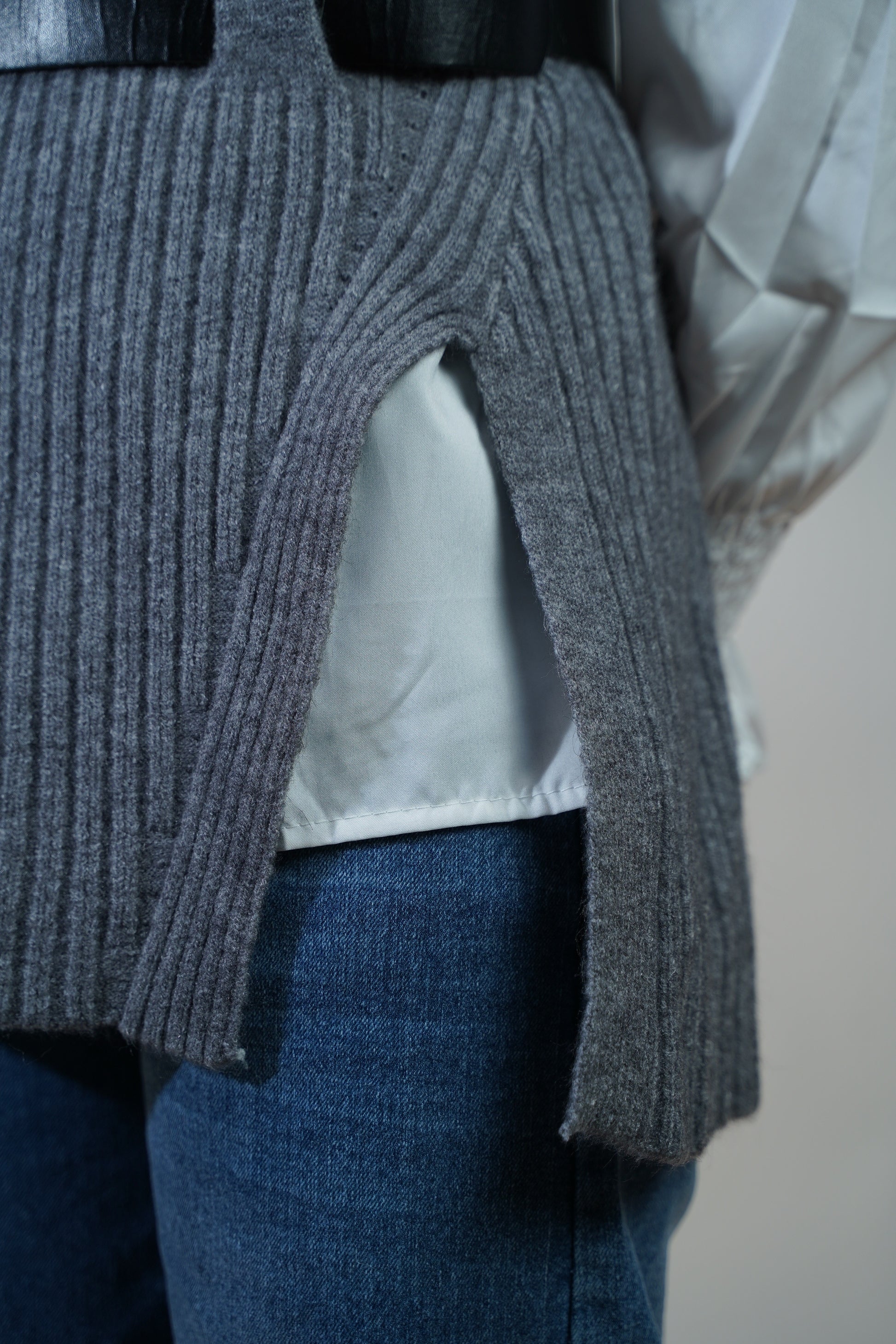 Two-Piece Sweater & Shirt Set Gray