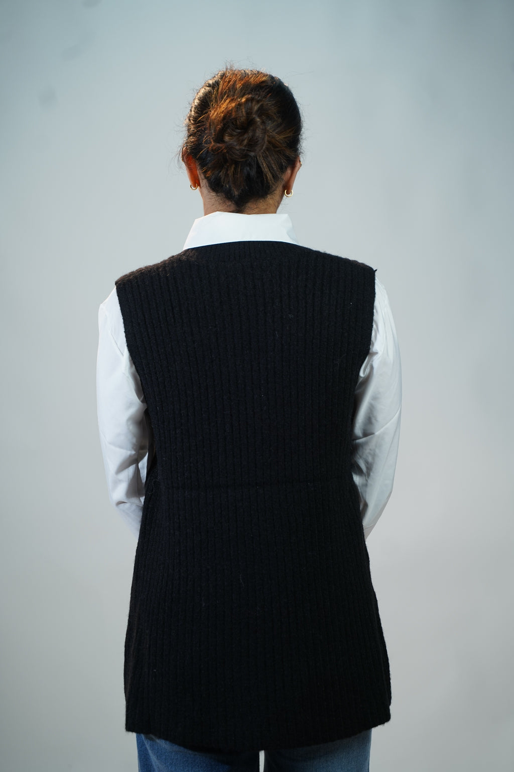 Two-Piece Sweater & Shirt Set Black