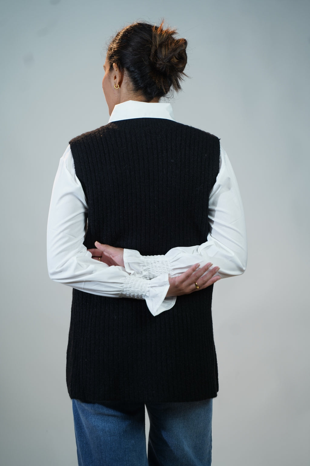 Two-Piece Sweater & Shirt Set Black