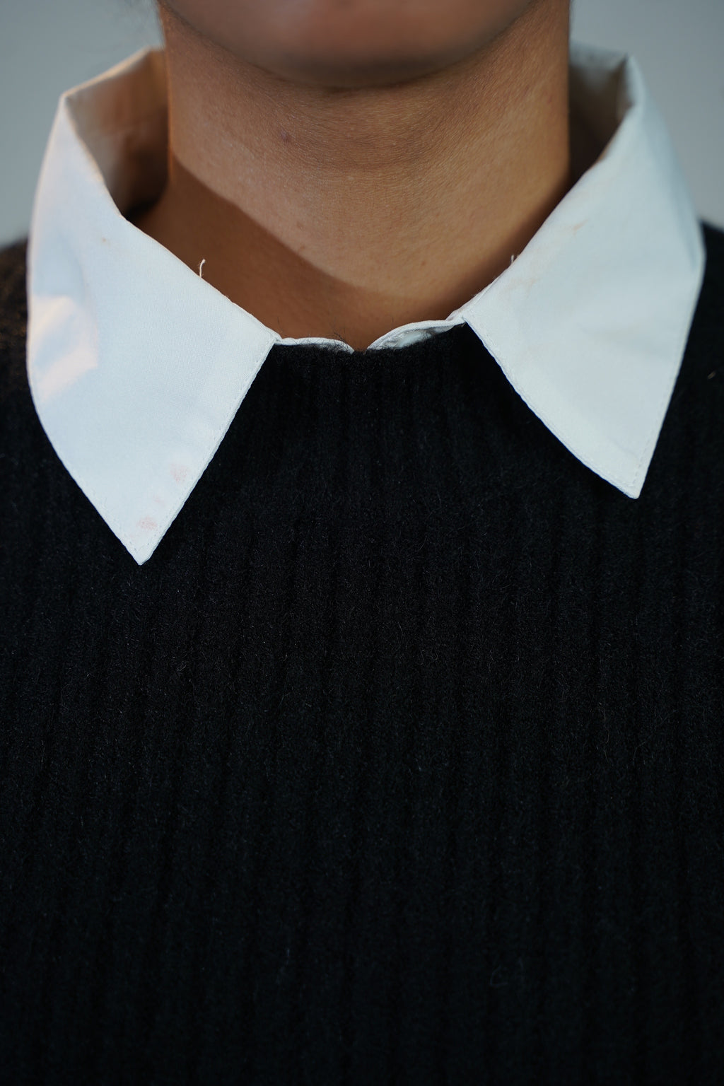 Two-Piece Sweater & Shirt Set Black