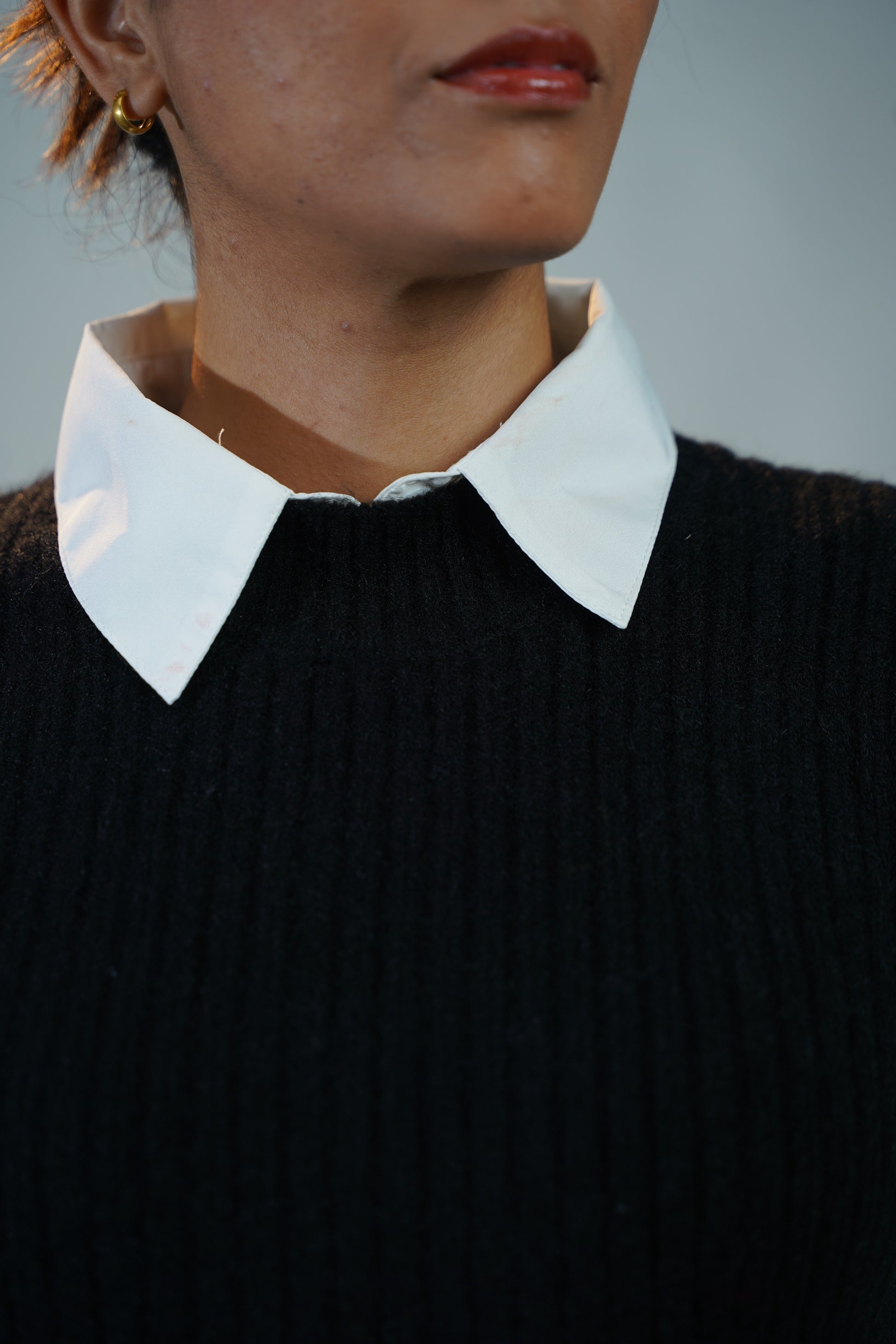 Two-Piece Sweater & Shirt Set Black