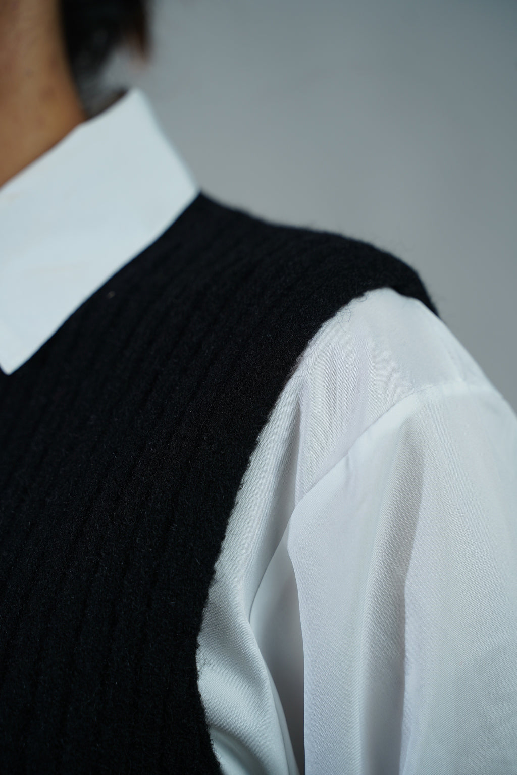 Two-Piece Sweater & Shirt Set Black