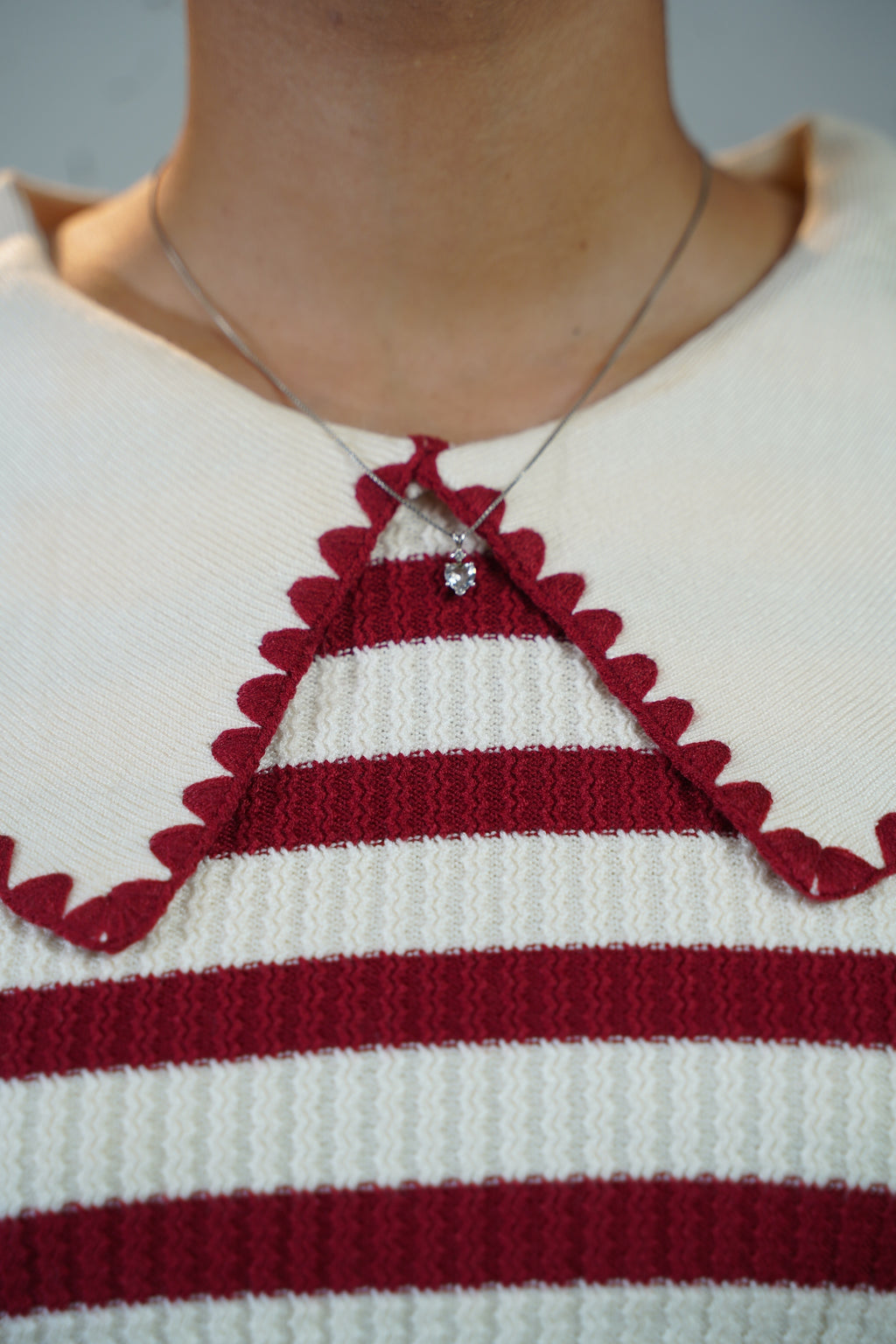 Korean-Style Two-Tone Top Red