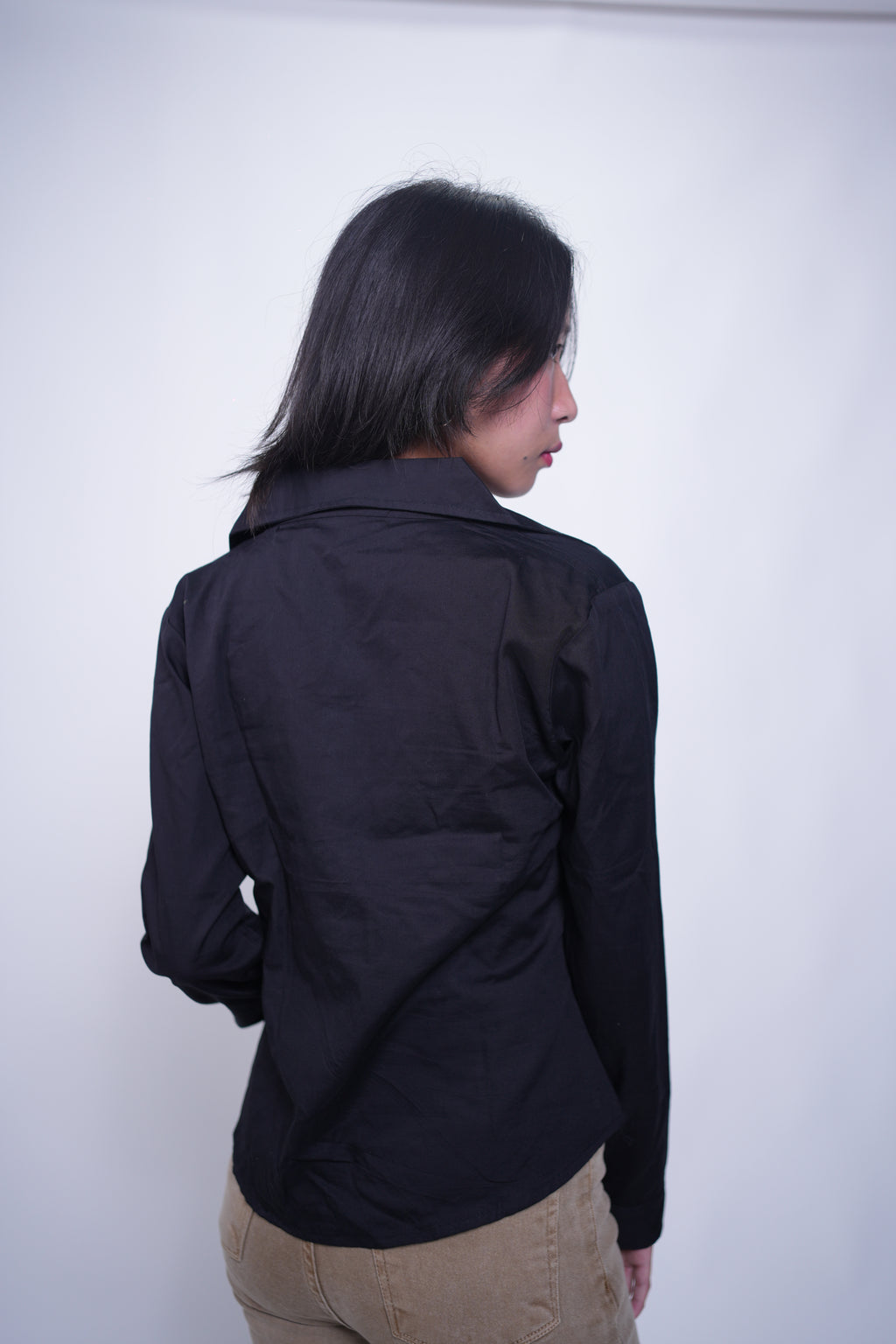 Shirt With Denim Sleeveless Peplum Top Black