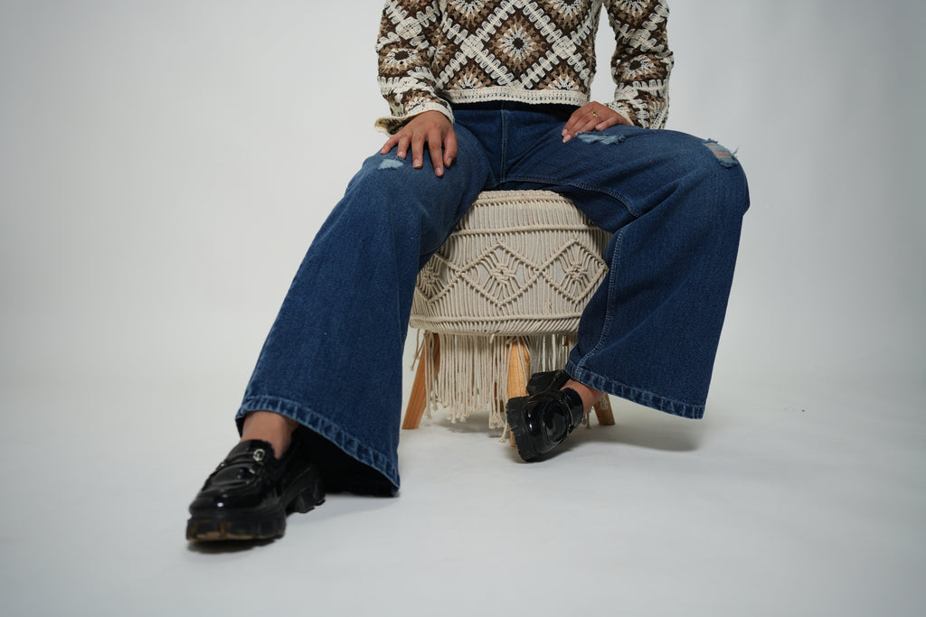 Rugged Wide Legged Jeans Blue